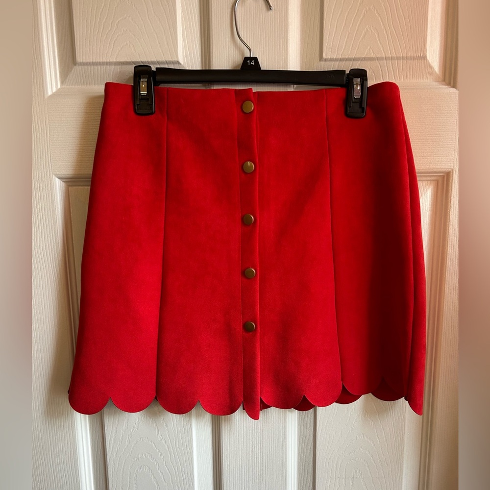 YCOO Paris Cherry Red Faux-Suede Skirt - M